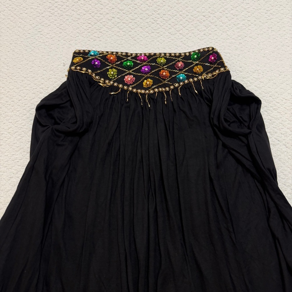Vintage Tara’s Stars Flower Handmade Skirt with Pockets Black Size Large - Picture 5 of 12